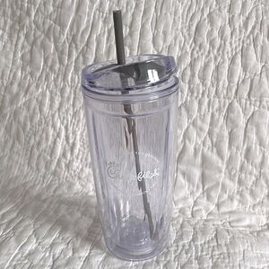 16 oz Chick-fil-A Clear Plastic Tumbler Lid Gray Straw Cold Beverage Travel Cup